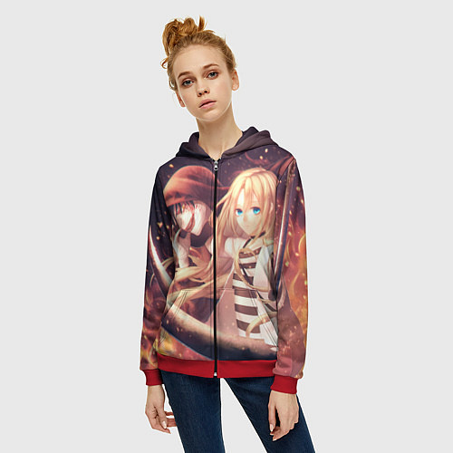 Женская толстовка на молнии Satsuriku no Tenshi / 3D-Красный – фото 3