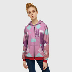 Толстовка на молнии женская BTS Geometry, цвет: 3D-красный — фото 2