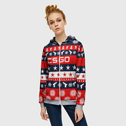 Толстовка на молнии женская CS:GO New Year, цвет: 3D-меланж — фото 2