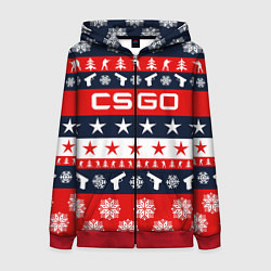 Толстовка на молнии женская CS:GO New Year, цвет: 3D-красный