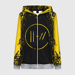 Толстовка на молнии женская 21 Pilots: Yellow & Black, цвет: 3D-меланж