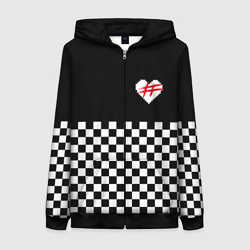 Женская толстовка на молнии ФРЕНДЗОНА: ЧБ / 3D-Черный – фото 1