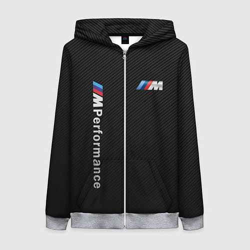 Женская толстовка на молнии BMW M PERFORMANCE CARBON КАРБОН / 3D-Меланж – фото 1