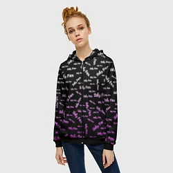 Толстовка на молнии женская Sally Face: Violet Pattern, цвет: 3D-черный — фото 2