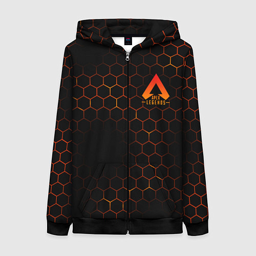 Женская толстовка на молнии Apex Legends: Orange Carbon / 3D-Черный – фото 1