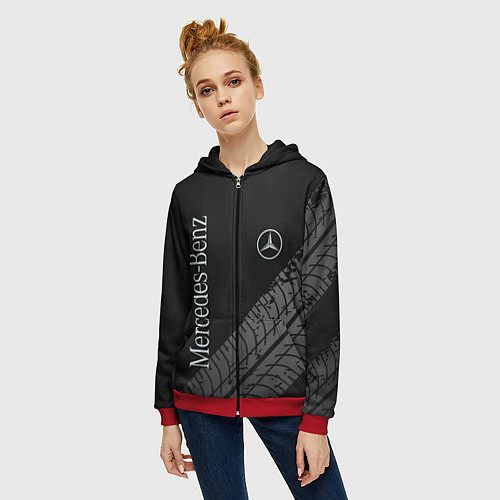 Женская толстовка на молнии Mercedes AMG: Street Style / 3D-Красный – фото 3