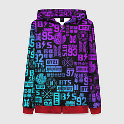 Толстовка на молнии женская BTS Logos, цвет: 3D-красный