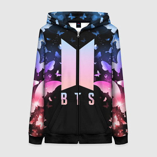 Женская толстовка на молнии BTS: Black Butterflies / 3D-Черный – фото 1
