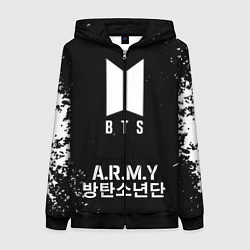 Толстовка на молнии женская BTS ARMY, цвет: 3D-черный