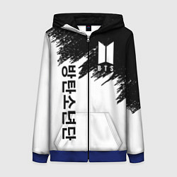Толстовка на молнии женская BTS: White & Black, цвет: 3D-синий