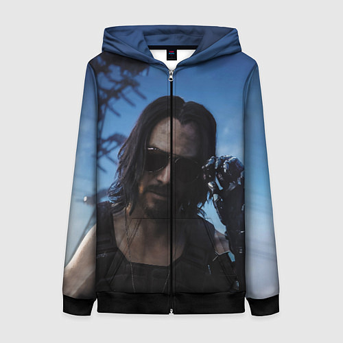 Женская толстовка на молнии Киану Ривз / 3D-Черный – фото 1