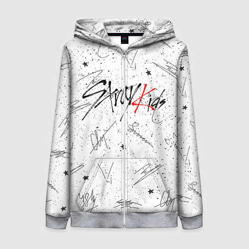 Женская толстовка на молнии STRAY KIDS АВТОГРАФЫ / 3D-Меланж – фото 1