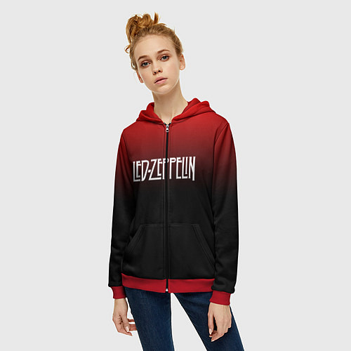 Женская толстовка на молнии Led Zeppelin / 3D-Красный – фото 3