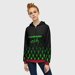 Толстовка на молнии женская Billie Eilish: Green & Black Autograph, цвет: 3D-красный — фото 2