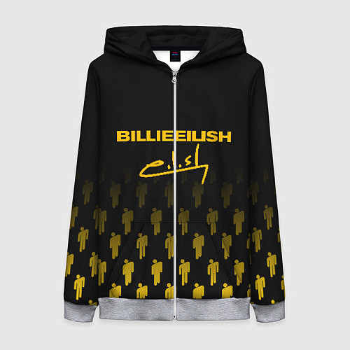 Женская толстовка на молнии Billie Eilish: Yellow & Black Autograph / 3D-Меланж – фото 1