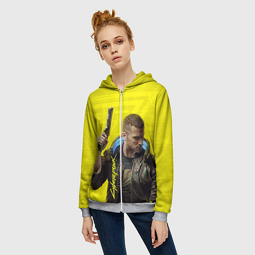 Женская толстовка на молнии Cyberpunk 2077: Jackie Wells / 3D-Меланж – фото 3