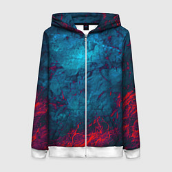 Толстовка на молнии женская Blue and Red abstract, цвет: 3D-белый