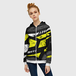 Толстовка на молнии женская Black yellow abstract sport style, цвет: 3D-белый — фото 2