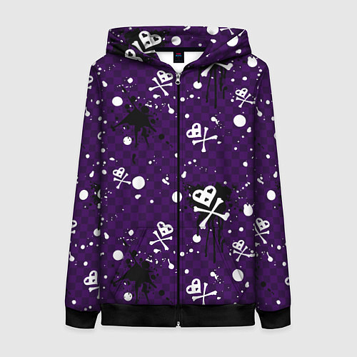 Женская толстовка на молнии Эмо 2007 фиолетовый фон / 3D-Черный – фото 1