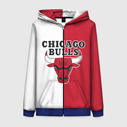 Толстовка на молнии женская CHICAGO BULLS, цвет: 3D-синий