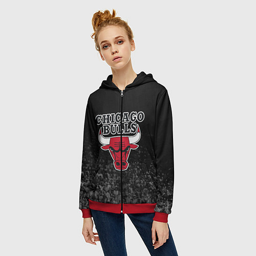 Женская толстовка на молнии CHICAGO BULLS / 3D-Красный – фото 3