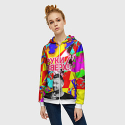 Толстовка на молнии женская Руки Вверх, цвет: 3D-белый — фото 2