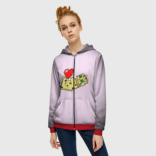 Женская толстовка на молнии MINECRAFT / 3D-Красный – фото 3