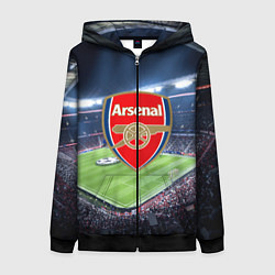Толстовка на молнии женская FC Arsenal, цвет: 3D-черный