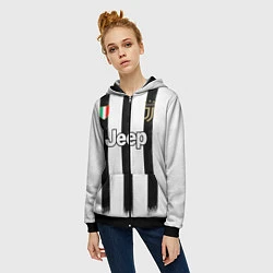 Толстовка на молнии женская Juventus home 20-21, цвет: 3D-черный — фото 2