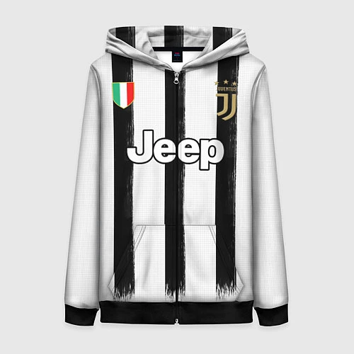 Женская толстовка на молнии Juventus home 20-21 / 3D-Черный – фото 1