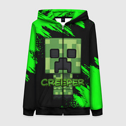 Толстовка на молнии женская MINECRAFT CREEPER, цвет: 3D-черный