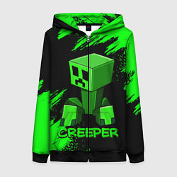 Толстовка на молнии женская MINECRAFT CREEPER, цвет: 3D-черный