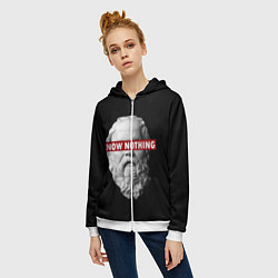 Толстовка на молнии женская Ничего Не Знаю, цвет: 3D-белый — фото 2