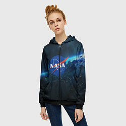 Толстовка на молнии женская NASA, цвет: 3D-черный — фото 2