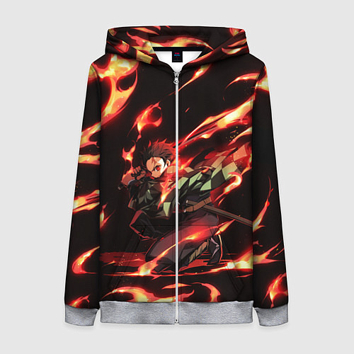Женская толстовка на молнии KIMETSU NO YAIBA / 3D-Меланж – фото 1
