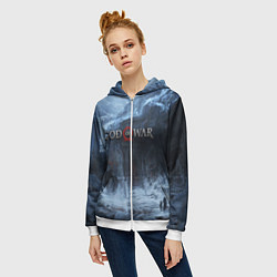Толстовка на молнии женская GOD OF WAR, цвет: 3D-белый — фото 2