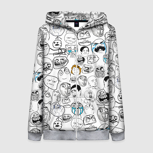 Женская толстовка на молнии МЕМЫ / 3D-Меланж – фото 1