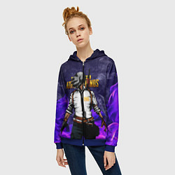 Толстовка на молнии женская PUBG, цвет: 3D-синий — фото 2