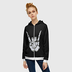 Толстовка на молнии женская Rock, цвет: 3D-белый — фото 2