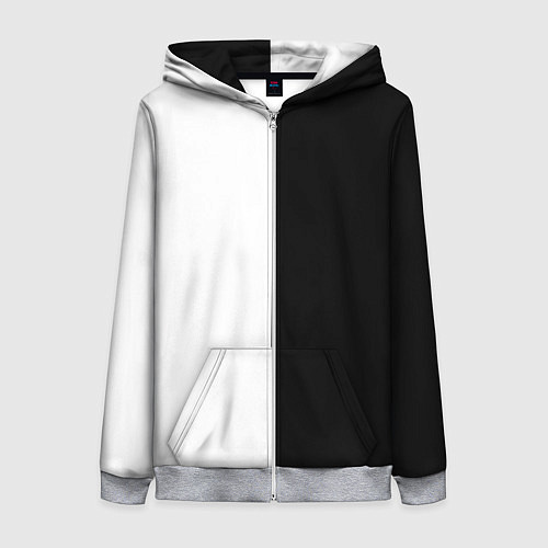 Женская толстовка на молнии ПРОСТО ЧЁРНО-БЕЛЫЙ / 3D-Меланж – фото 1