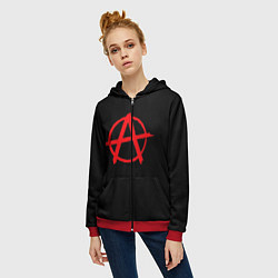 Толстовка на молнии женская Анархия, цвет: 3D-красный — фото 2