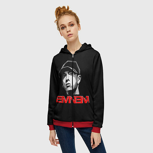 Женская толстовка на молнии Eminem / 3D-Красный – фото 3