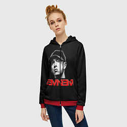 Толстовка на молнии женская Eminem, цвет: 3D-красный — фото 2
