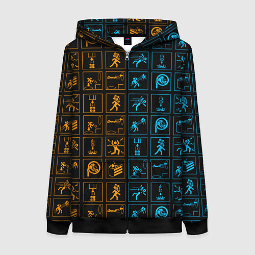 Женская толстовка на молнии PORTAL / 3D-Черный – фото 1