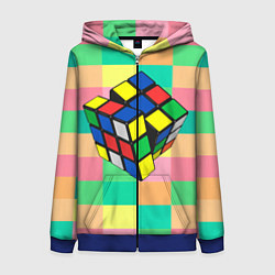 Толстовка на молнии женская Кубик Рубика, цвет: 3D-синий