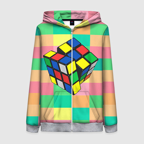 Женская толстовка на молнии Кубик Рубика / 3D-Меланж – фото 1