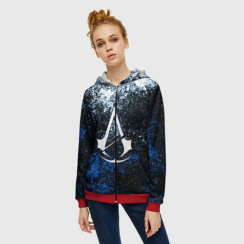 Женская толстовка на молнии ASSASSINS CREED / 3D-Красный – фото 3