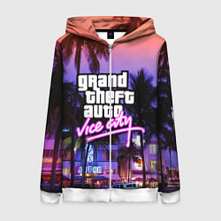 Толстовка на молнии женская Grand Theft Auto Vice City, цвет: 3D-белый