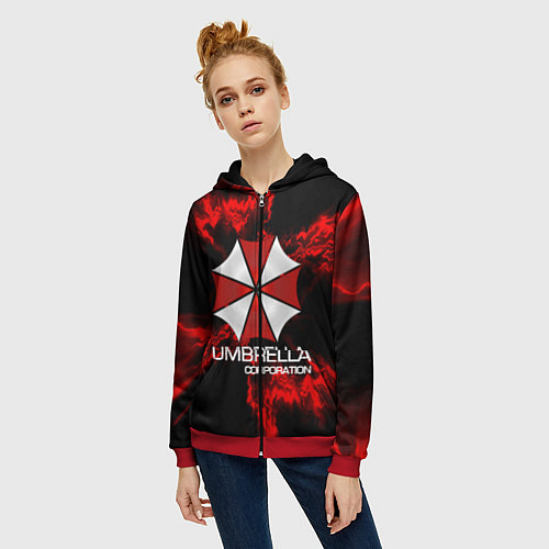 Женская толстовка на молнии UMBRELLA CORP / 3D-Красный – фото 3