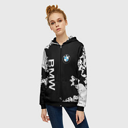 Толстовка на молнии женская BMW, цвет: 3D-черный — фото 2